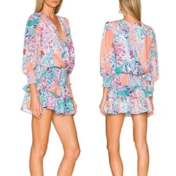 Amanda Uprichard Dresses & Skirts - Revolve $228 Amanda Uprichard Arber Smocked Waist Puff Sleeve Mini Dress Small